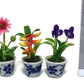 3pc Miniature Flower Clay Dollhouse Fairy Garden Mini Plant Trees Ceramic Paint Furniture Bundles Artificial Flowers Tiny Orchid #088