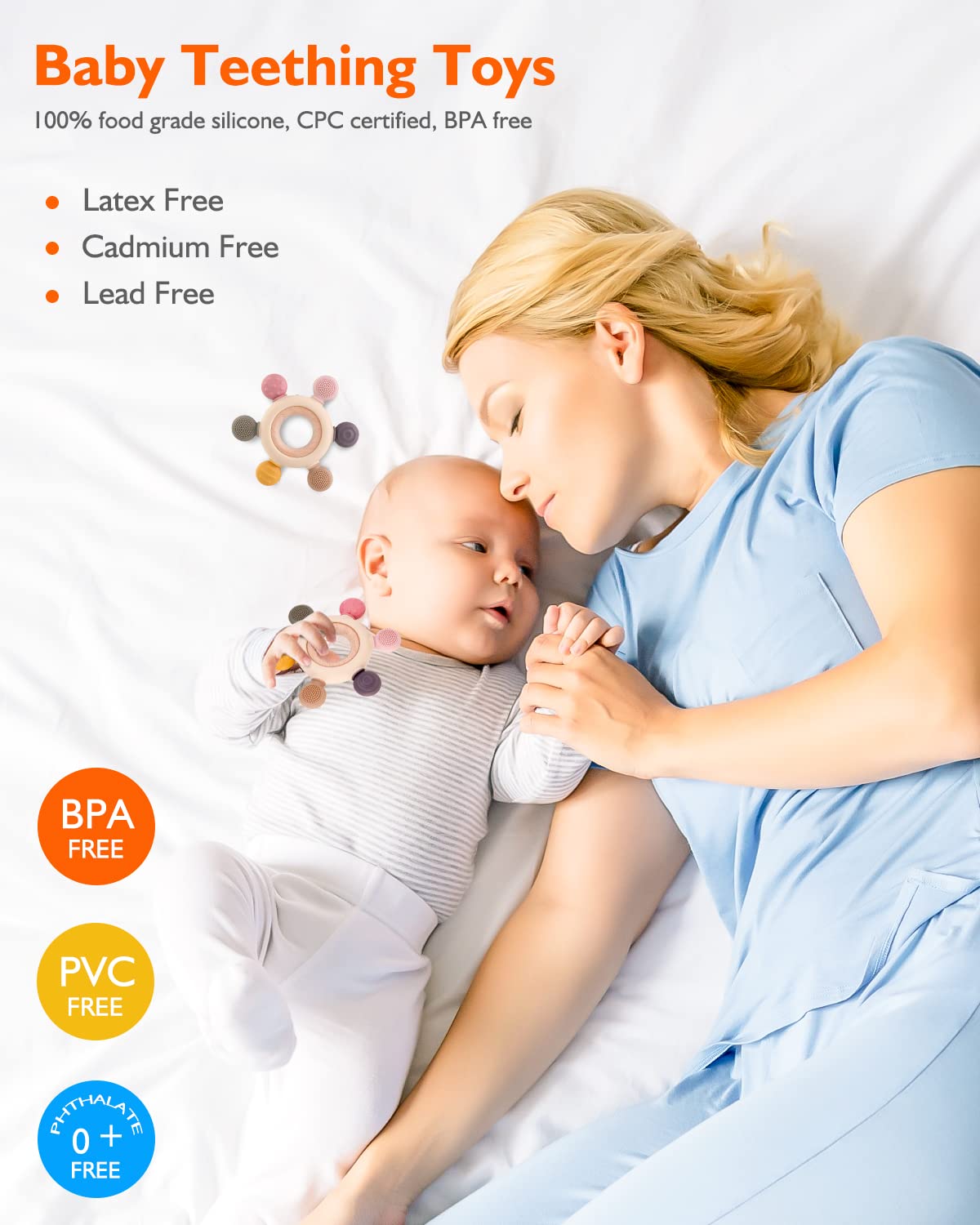 akolik Baby Teething Toys, Teething Relief Toy, BPA Free Baby Chew Toys Infant Toys Newborn Accessories, Teethers for Babies 0-3-6-9-12 Months Old