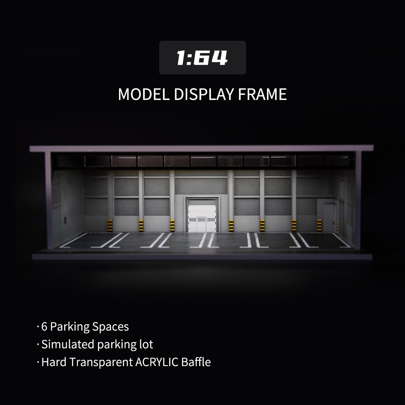 1/64 Diorama Display Case with LED Lights, Model Car Display and Storage, Compatible with Hot-Wheels Match-Box Mini GT Diecast Cars, Gift for Men