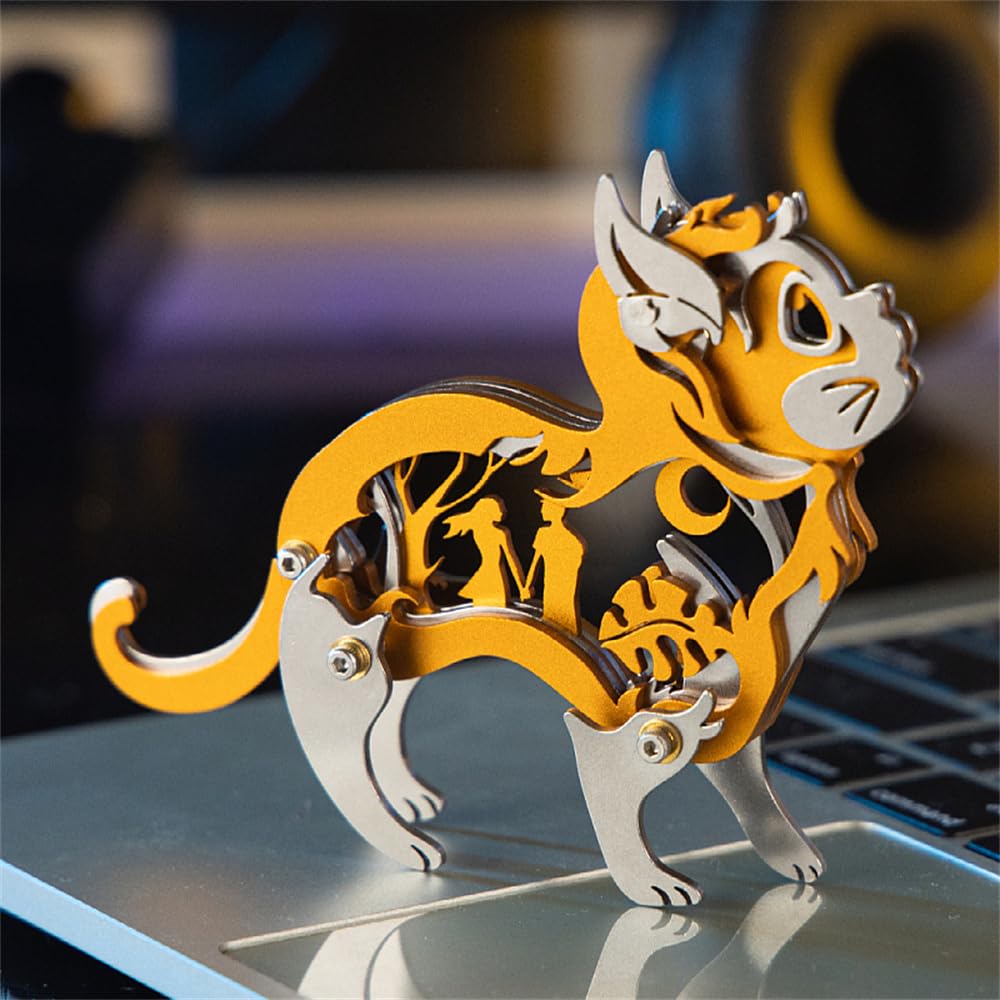 Mokrdomain Dream Cat 3D Metal Puzzle, Orange, 37 Pieces