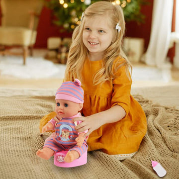 deAO Baby Doll Set with Crib Bed High Chair Stroller Baby Doll Accessories 20 Pieces Play Set Birthday for Girls Boys Kids