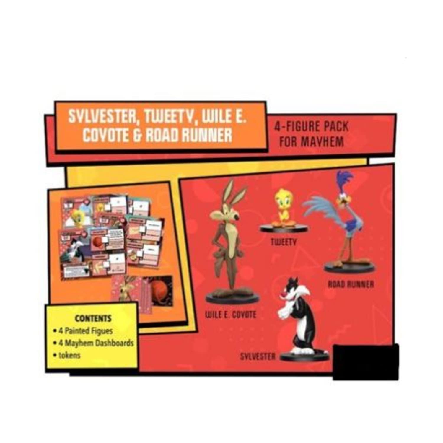 Cmon Looney Tunes Mayhem Board Game Figure Pack | Set of 4 Miniature Figures | Strategy Game | Team-Based Combat Game for Adults and Kids | Ages 10+ |
