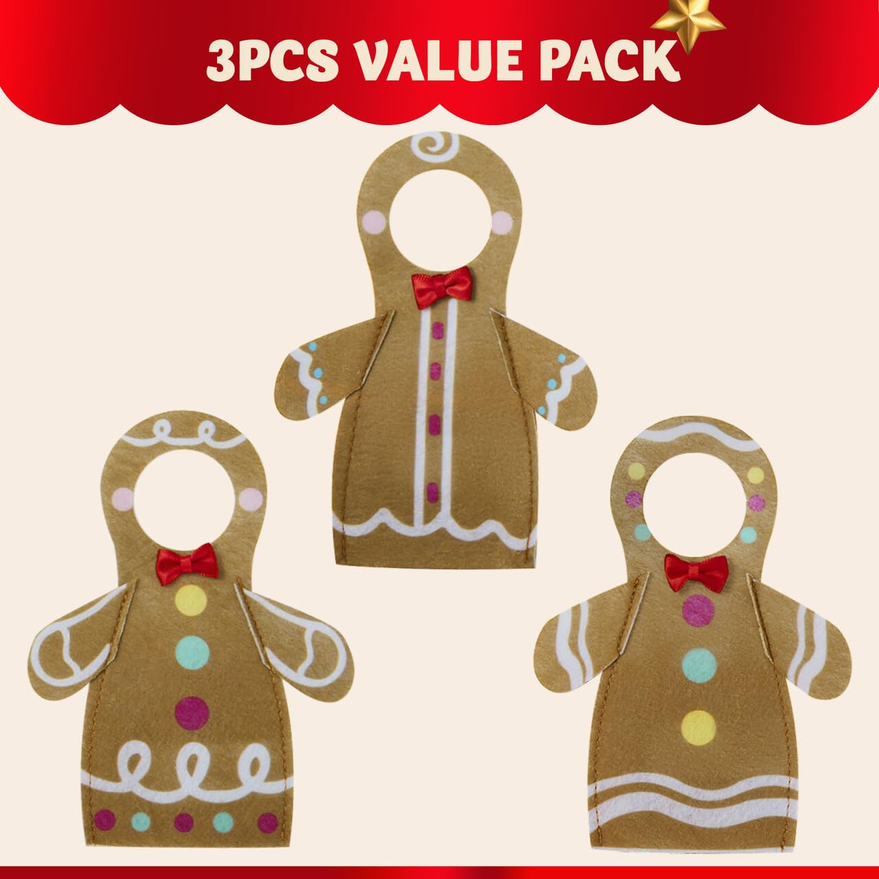 JOYIN 3 PCS Xmas Doll Clothing Gingerbread Set, Gingerbread Doll Outfits Christmas Accessories Outfits for Christmas Party Decorations and Xmas
