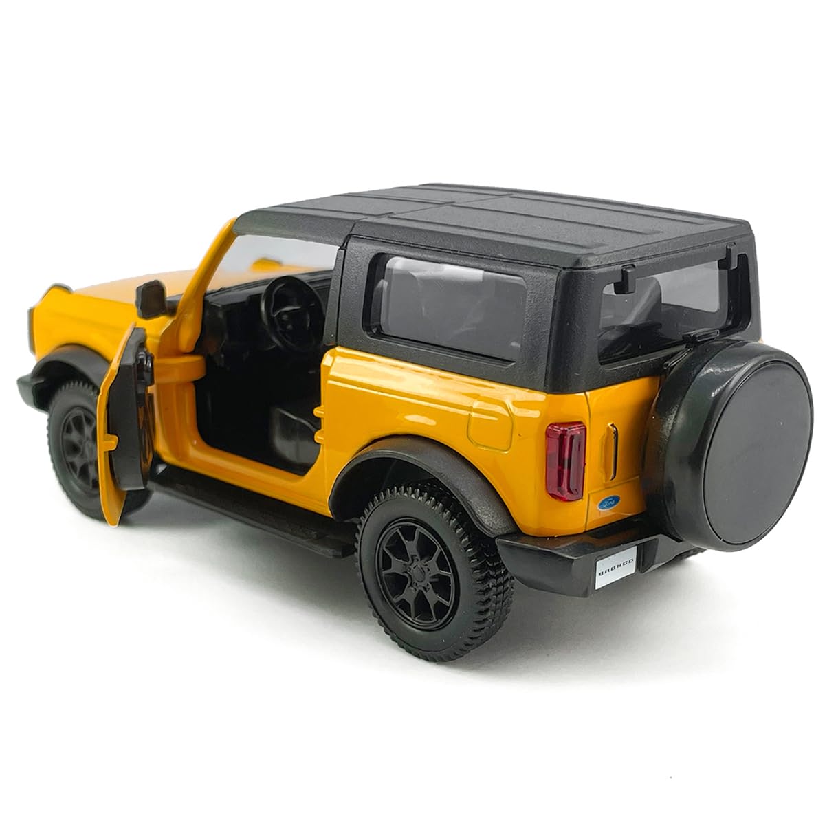 2-Door Bronco Badlands Model Car 1/36 Scale Diecast Toy Cars Metal Alloy Children’s Vehicles, Pull Back Doors Open, Black Rim, Mens Collection, Kids