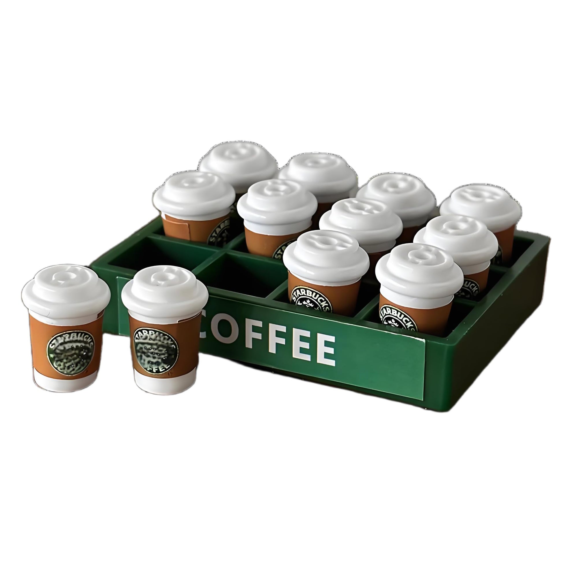 12-Piece Miniature RC Car Coffee Cup with Tray - Resin Soft Drink Set for 1/10 RC Crawler Accessories, Dollhouse Kitchen Décor, Compatible with SCX10