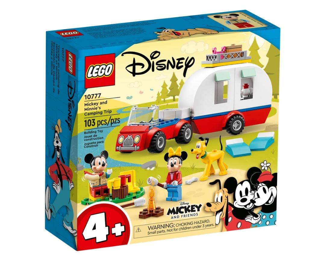 Lego Disney Mickey Mouse and Minnie Mouse's Camping Trip 10777 Building Toy with Camper Van, Car & Pluto Figure, for Kids 4 Plus Years Old