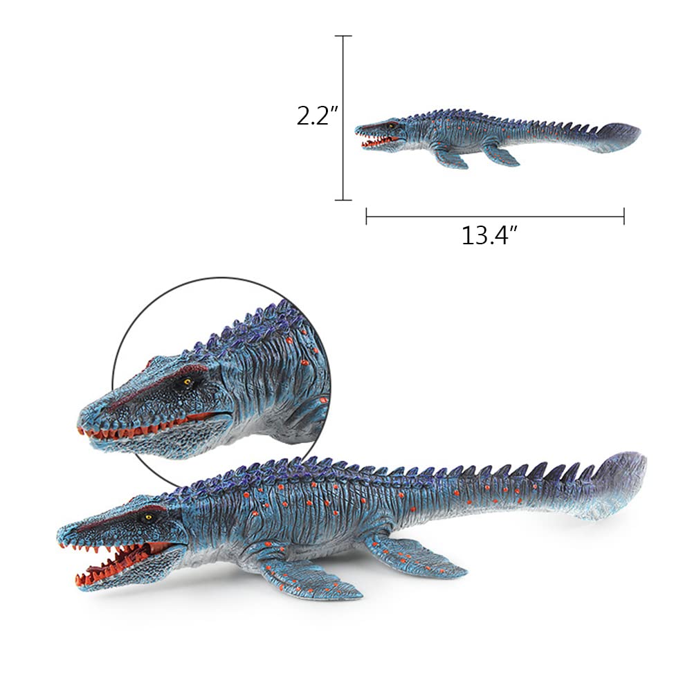 EOIVSH Large Mosasaurus Toy 13.4", Realistic Deep Sea Monster Mosasaurus Dinosaur Plastic Hand-Painted Ocean Animal Model Figurine for Bath Pool Toy