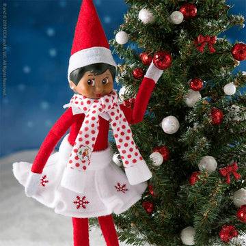 The Elf on the Shelf Box Set with Elf (Dark Tone Girl), Storybook and Claus Couture Collection Candy Cane Classic Dress Accessory [Multi-Item Bundle]