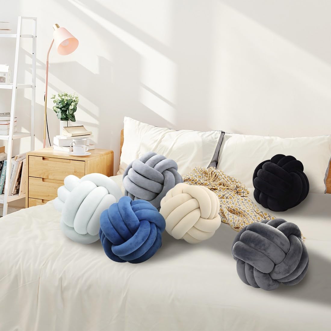 KUCCO Knot Pillow Round Ball Cushion,Children Room Decoration Plush Toys Photography Props (Orange,35cm