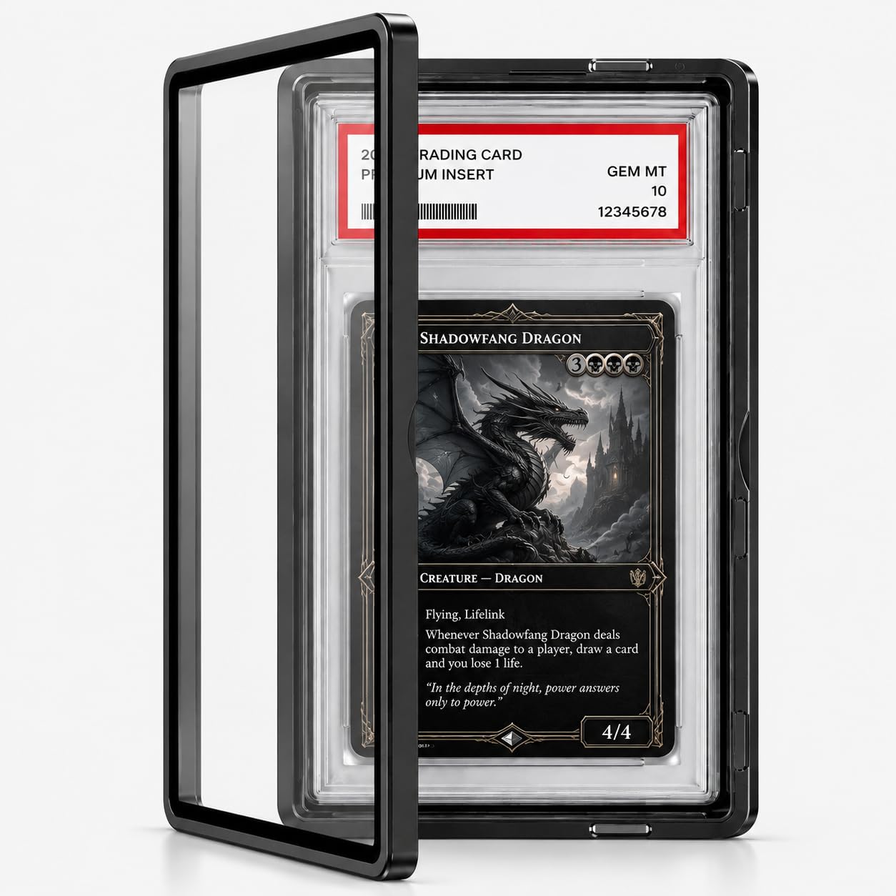 Slab Guard Fits PSA Slab, Magnetic Graded Card Case with UV Glass, Black