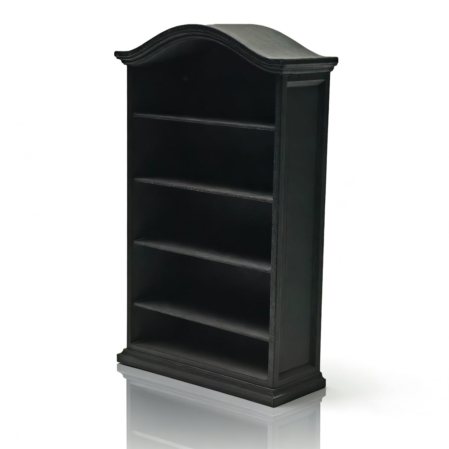 LuckyVin 3D Printed Miniature Bookcase, 4-Tier Empty Dollhouse Bookshelf, Open Display Shelf for Dollhouse DIY (Black)