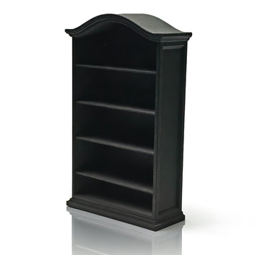LuckyVin 3D Printed Miniature Bookcase, 4-Tier Empty Dollhouse Bookshelf, Open Display Shelf for Dollhouse DIY (Black)