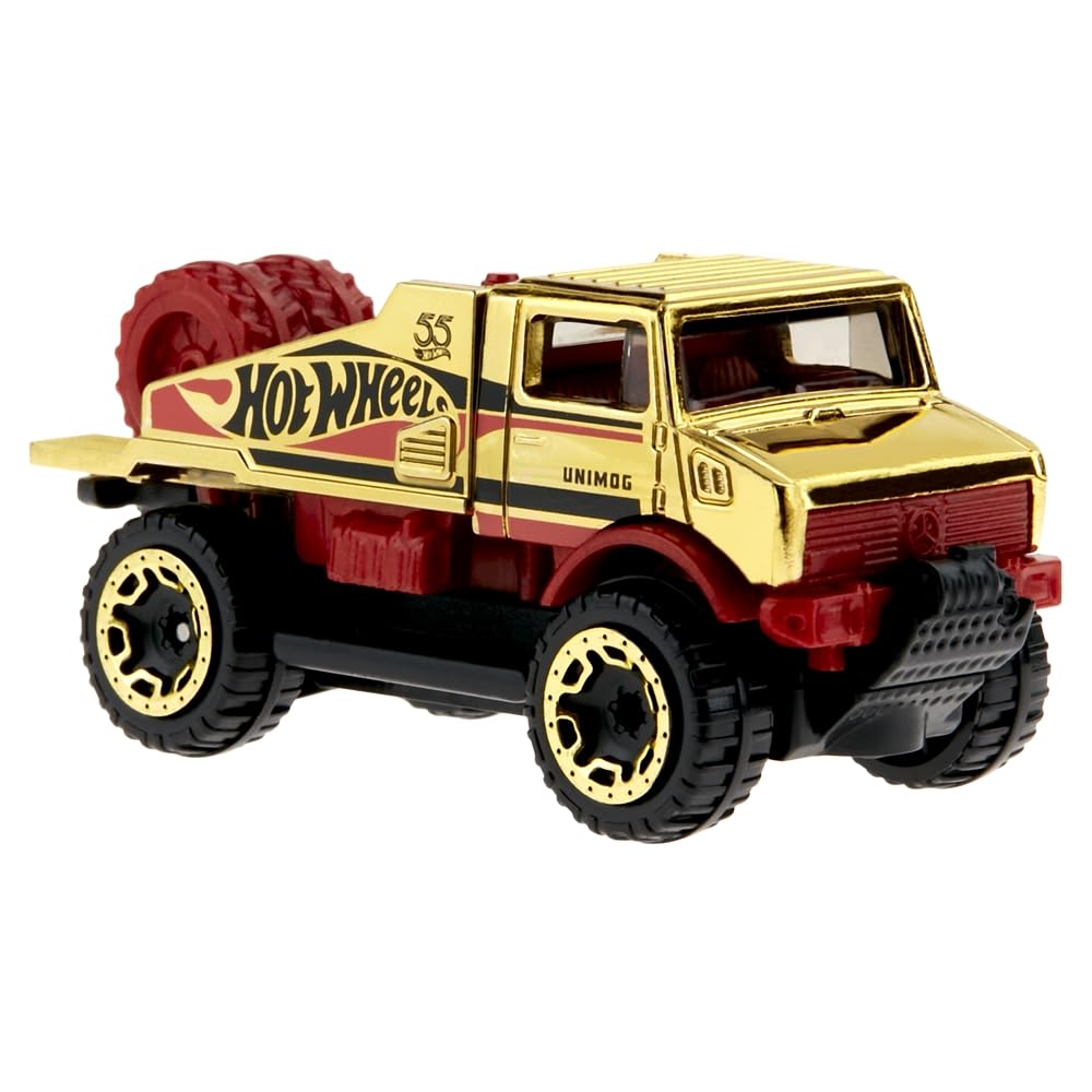 Hot Wheels Die-Cast Collectible Vehicle - 55th Anniversary Black and Gold Edition ~ Inspired by Mercedes-Benz Unimog U 1300 L Truck ~ 3/6