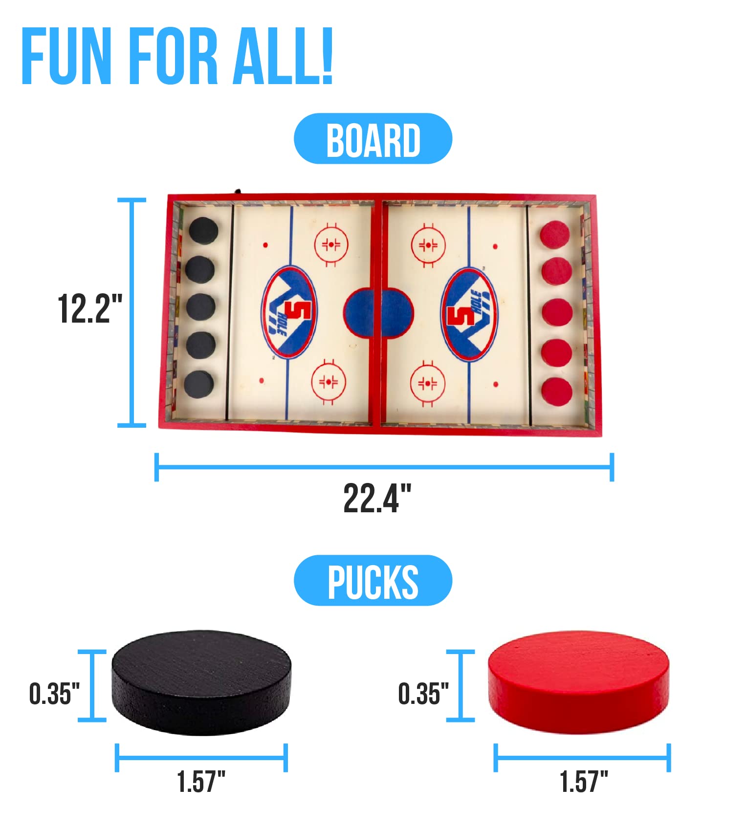 Regal Games - Jumbo 22" Sling Puck - Fun, Fast Family-Friendly Finger Hockey Puck Game - Includes 1 Gameboard, 5 Red Pucks, 5 Black Pucks - Ideal