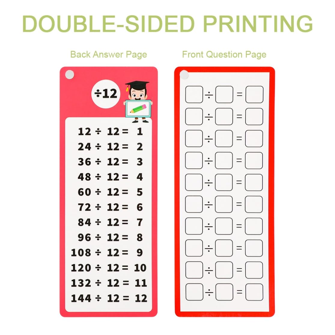 30 Pcs Multiplication and Division Flash Cards with 4 Dry Erase Pens 2 Rings Educational Time Table Cards Set Math Chart Games for 1st to 3rd Grades
