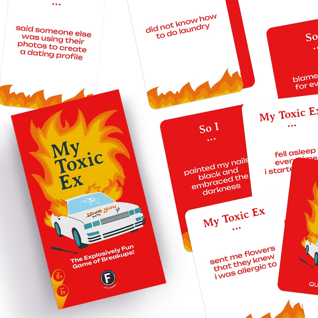 My Toxic Ex Party Game - Turn Heartbreak into Humor with 275 Hilarious Q&A Cards and Dares, Great for Big Groups and Adult Game Night, Ages 17+, 2+