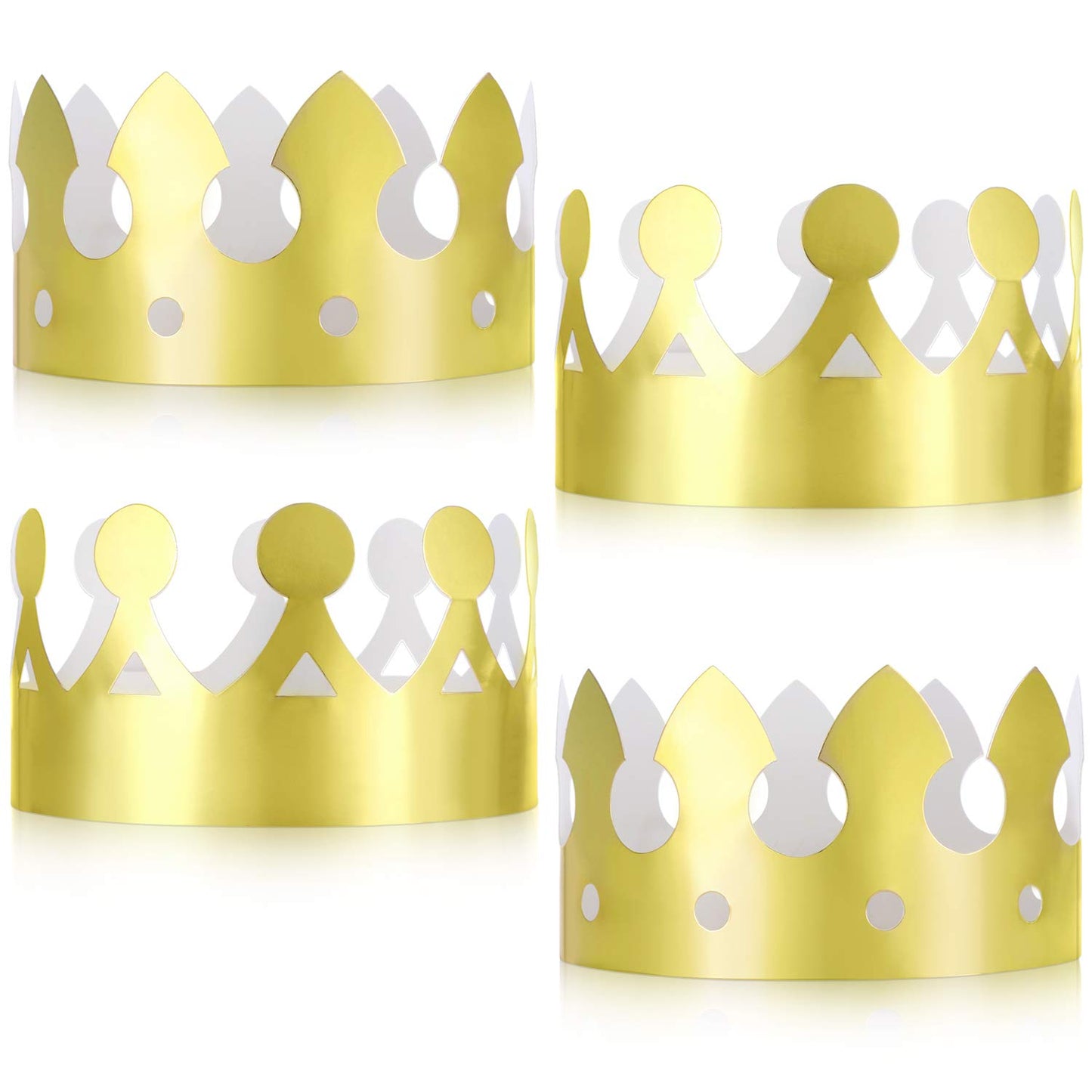 JOVITEC 24 Pcs Gold Paper Crowns Golden King Crown Foil Gold Hat for Birthday Celebration Baby Shower Photo Props