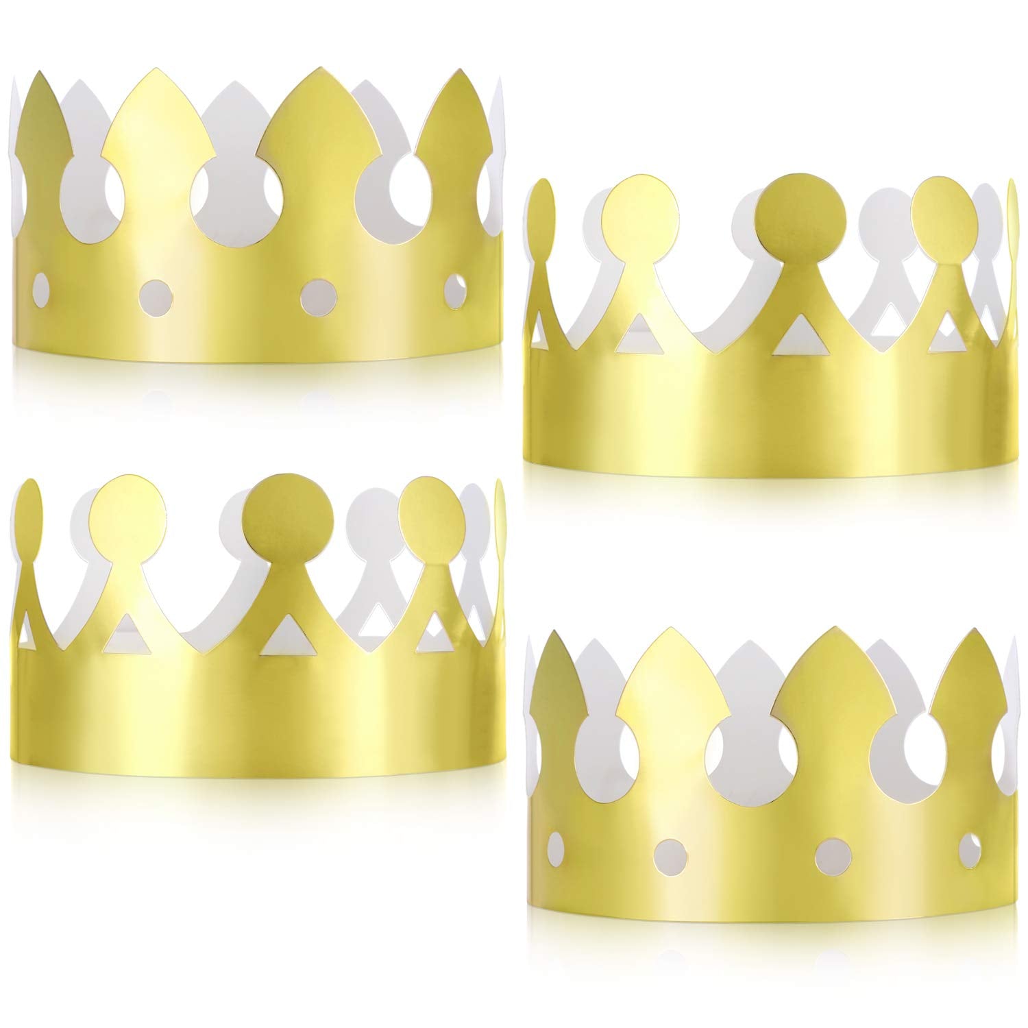 JOVITEC 24 Pcs Gold Paper Crowns Golden King Crown Foil Gold Hat for Birthday Celebration Baby Shower Photo Props