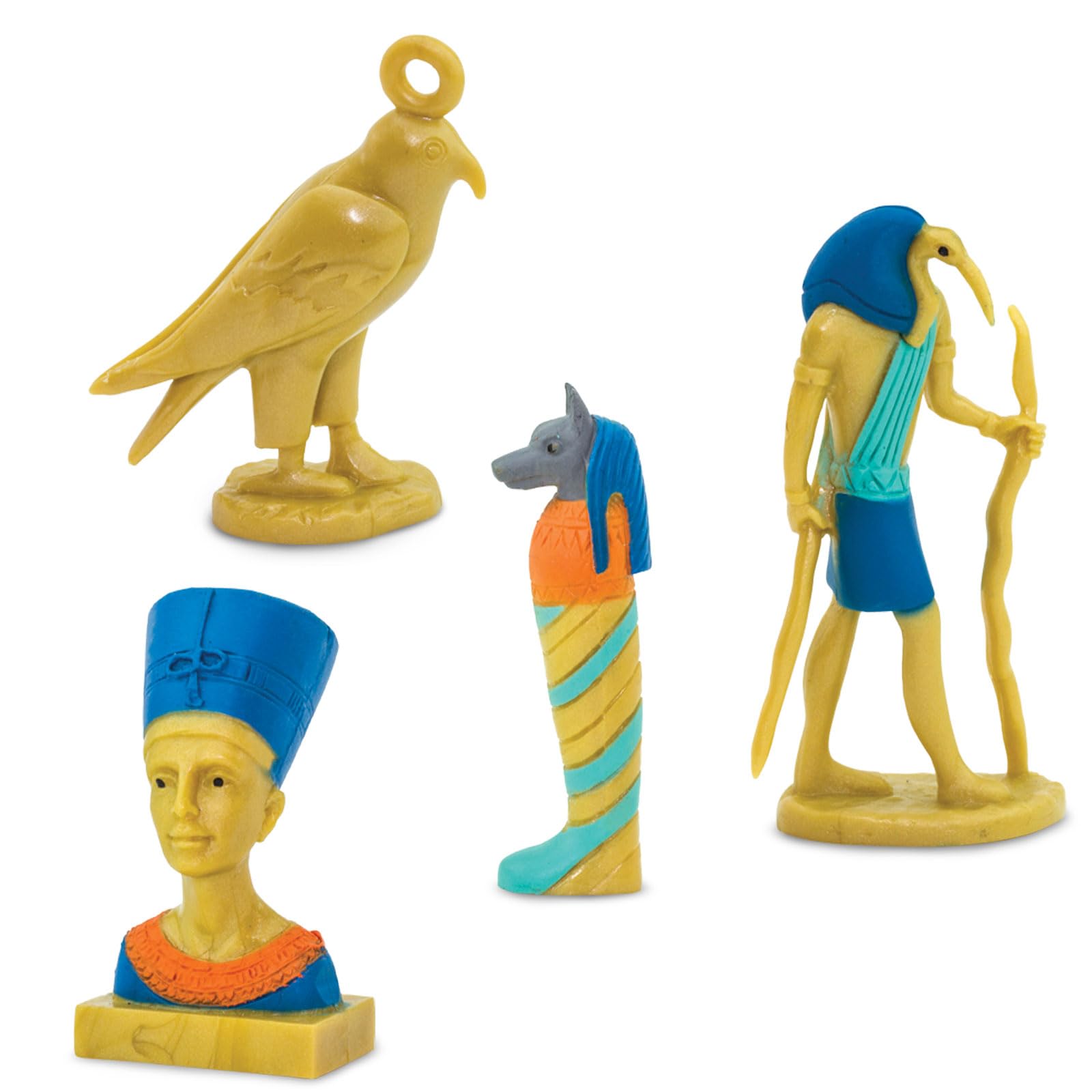 Safari Ltd. Ancient Egypt TOOB - 12 Mini Figurines: Nefertiti, Bastet, King Tut, Isis, Amulet, Mummy, Scarab, Pyramids, Sphinx, Thoth, Anubis & More