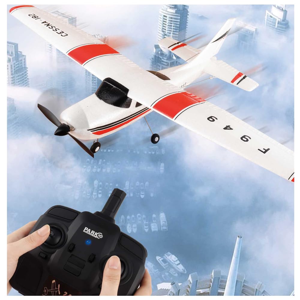 Park10 Toys F949 RC Plane for Adults 3CH 2.4GHZ Fixed Wing Remote Control Airplane with 6 axis Gyroscope CESSNA-182 Outdoor RC Planes with 2 Batteries
