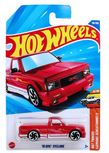 Hot Wheels '91 GMC Syclone [Red] Hot Trucks 8/10, 119/250, 1:64 Scale Diecast Vehicle