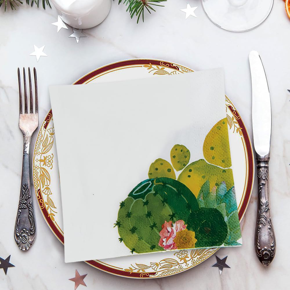 Fun Express - Cactus Party Bev. Napkins (16Pc) For Cinco De Mayo - Party Supplies - Print Tableware - Print Napkins - Cinco De Mayo - 16 Pieces