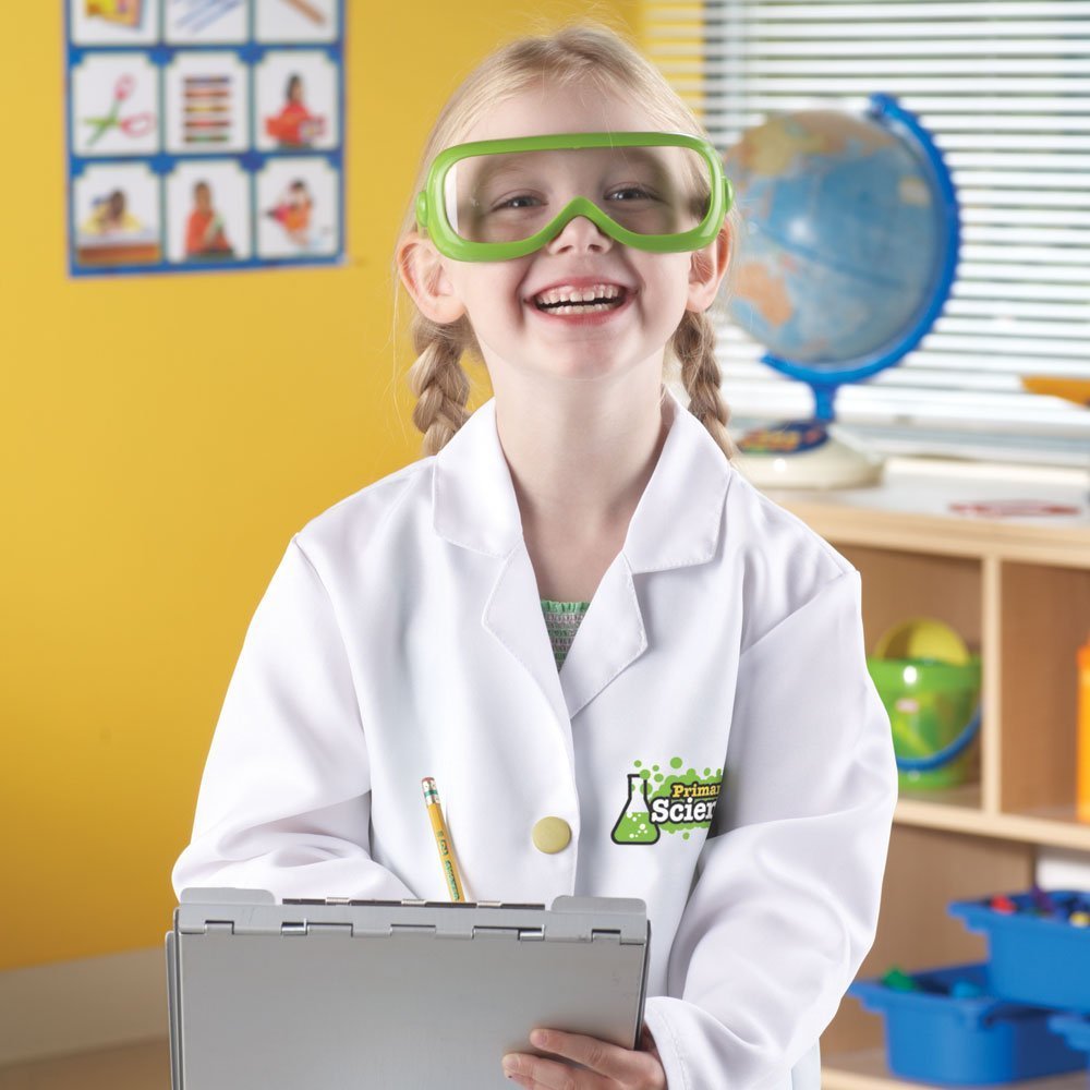 Learning Resources Primary Science Lab Gear - Kids Lab Coat and Goggles, Pretend Play Scientist Gear and Career Costumes for Kids, Mad Scientist