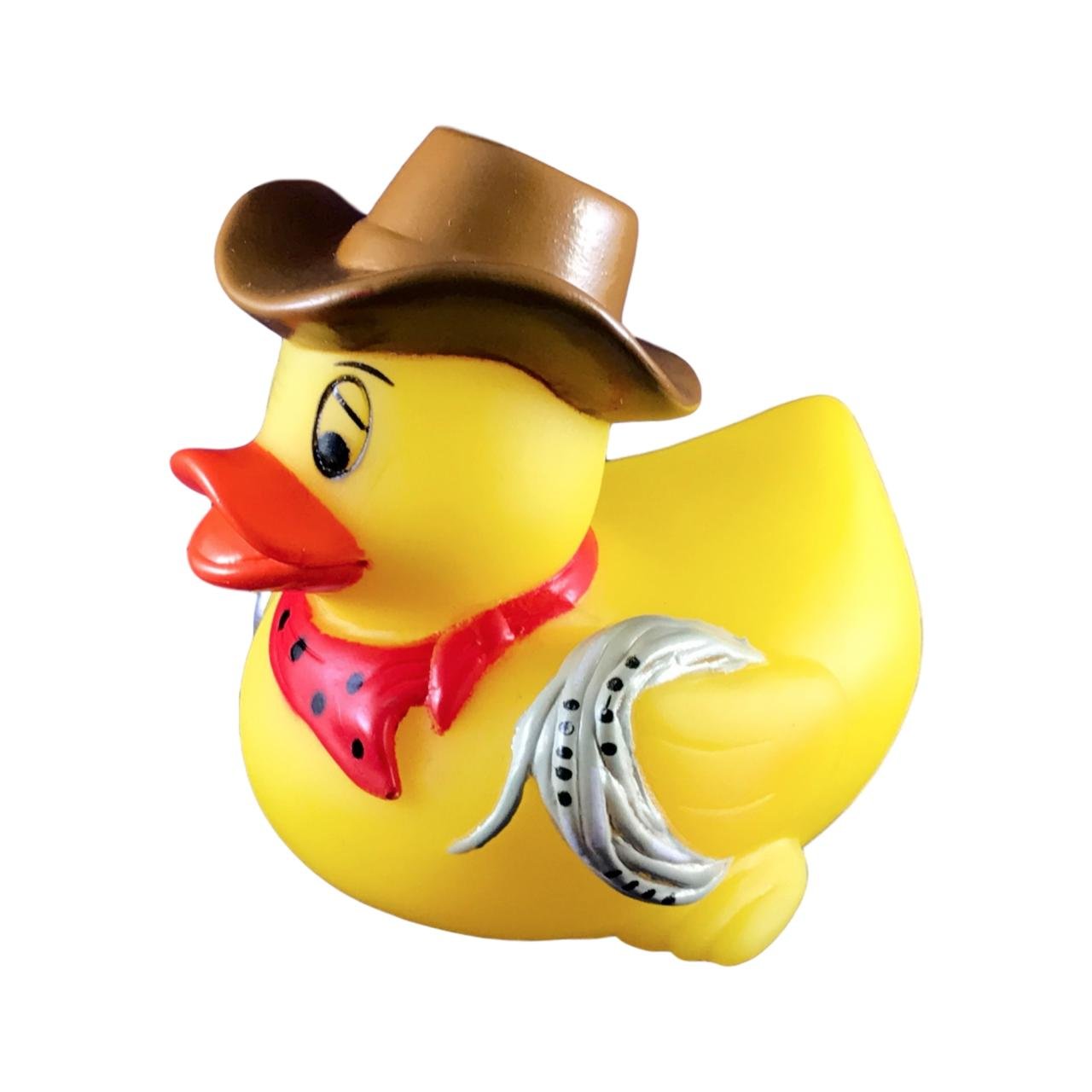 3" Rubber Duck [Sealed Hole, Floats Upright] - Baby Safe Bathtub Bathing Toy - Cowboy Rubber Duck
