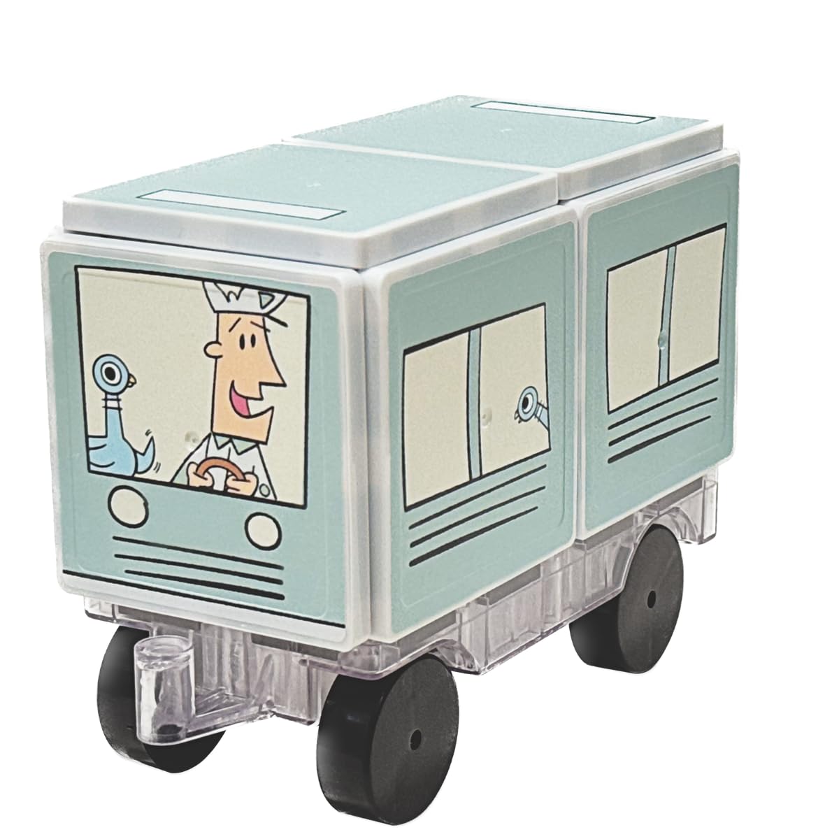 CreateOn Mo Willems - Don't Let the Pigeon Drive the Bus Magnetic Tiles, Magnetic Toy, Travel Toys, Classroom Sensory Toy Blocks, STEM & Montessori