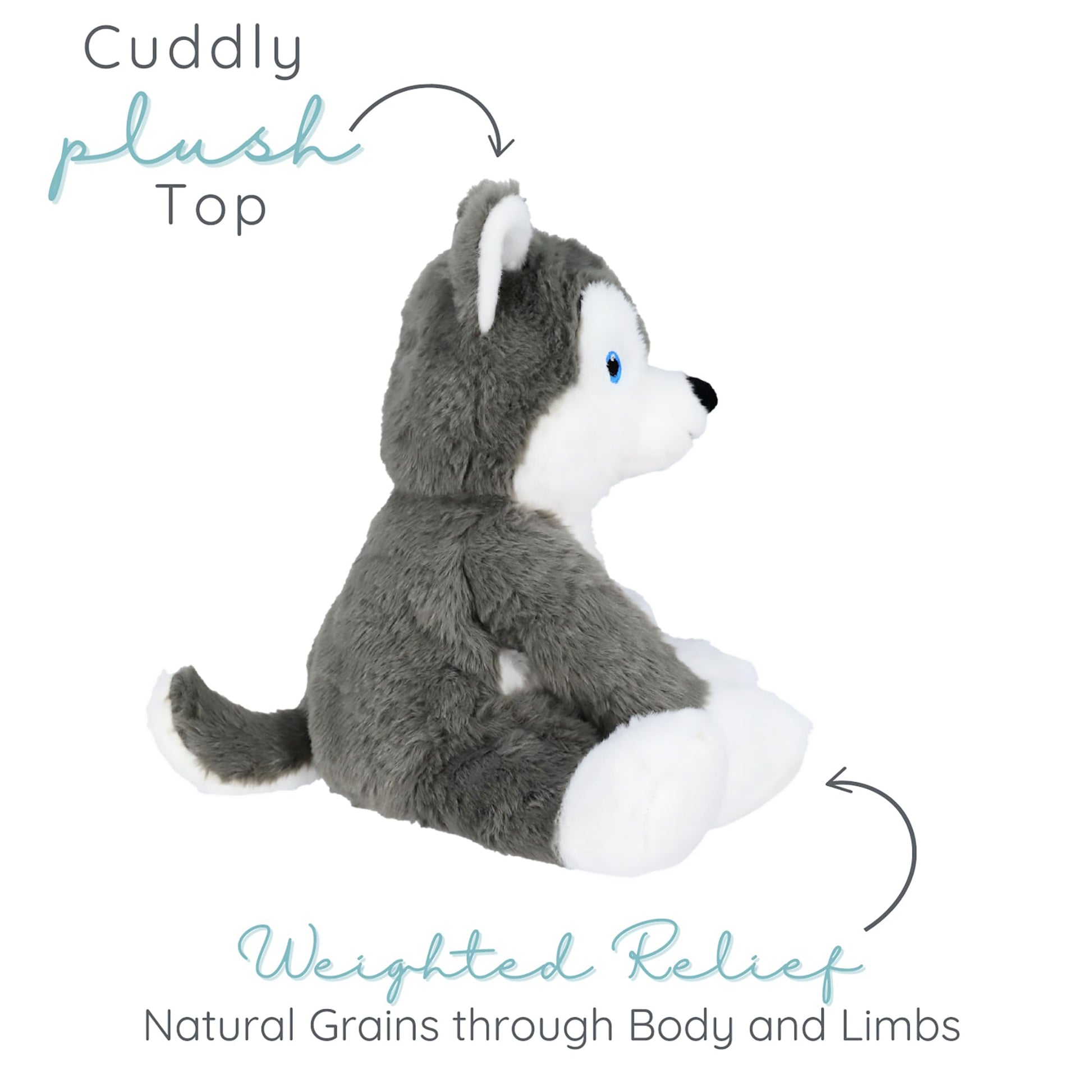 Hayes Husky - Microwavable & Weighted Plush Stuffed Animal - Heated Plushie for Warmth - Cute, Soft, Cozy Toy for Adults & Children (Boys, Girls