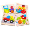 SKYFIELD Wooden Vehicle Toddler Puzzles for 1 2 3 Years Old Boys & Girls, Baby STEM Educational Toy Gift with 4 Vehicles Montessori Learning Puzzles