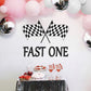 Fast One Party Decal Signl - Race Car 1st Birthday Decorations for Party Balloon Arch,First Birthday Party Backdrop Sticker,Little Boy (Fast One)