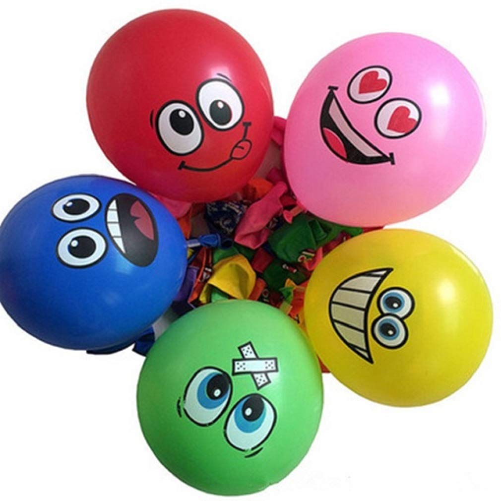 50 Ct 12 inches Smile Funny Face Balloons Cartoon Happy Birthday Party Fun Emotion Smiley Balloon Decorations (Multi Monster Balloons)