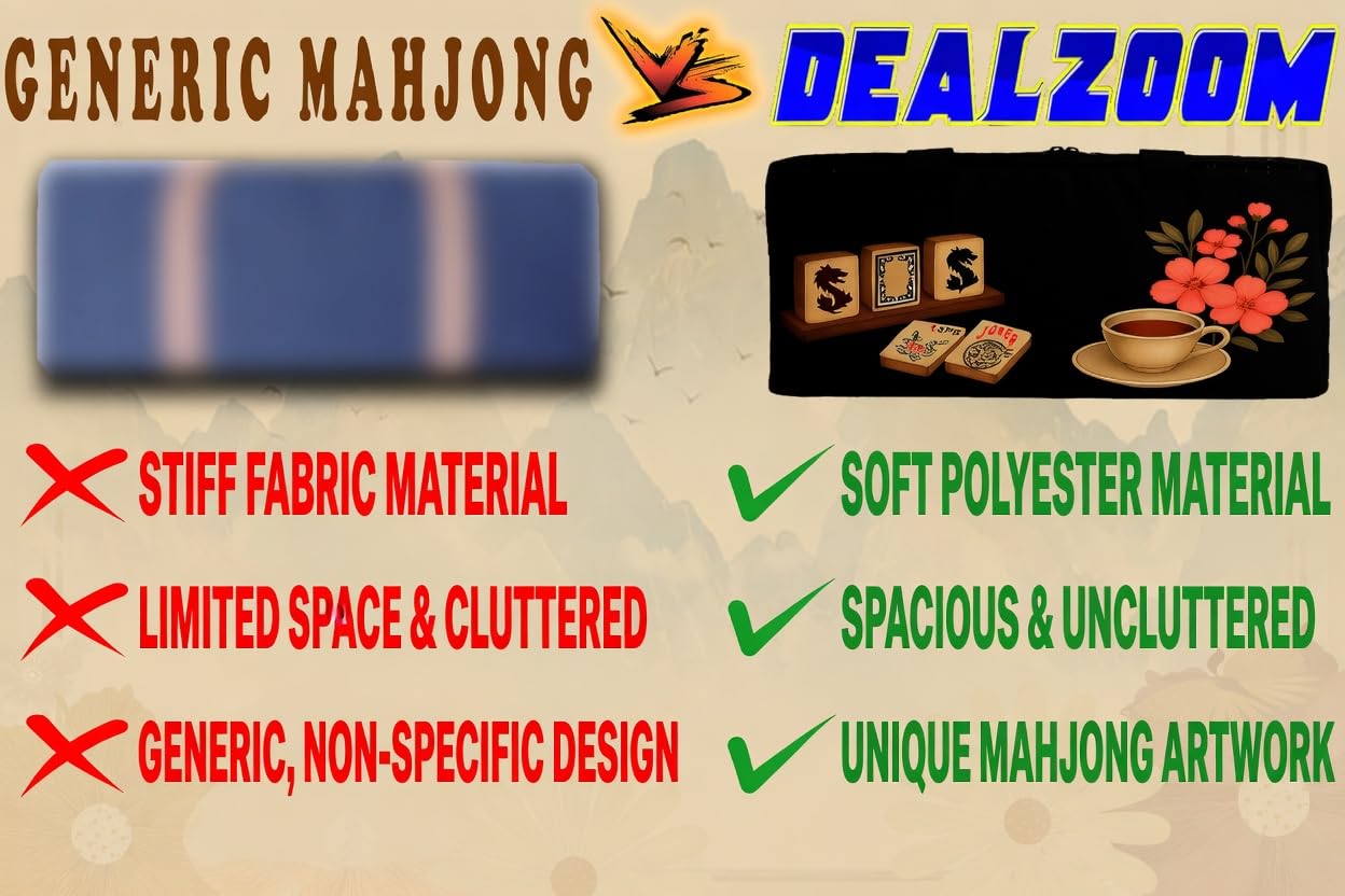 DEALZOOM American Mahjong Set Complete, Full Game with 166 Mahjong Tiles, Mahjong Racks with Pushers, Instructions, Dice, Chips, Wind Indicator