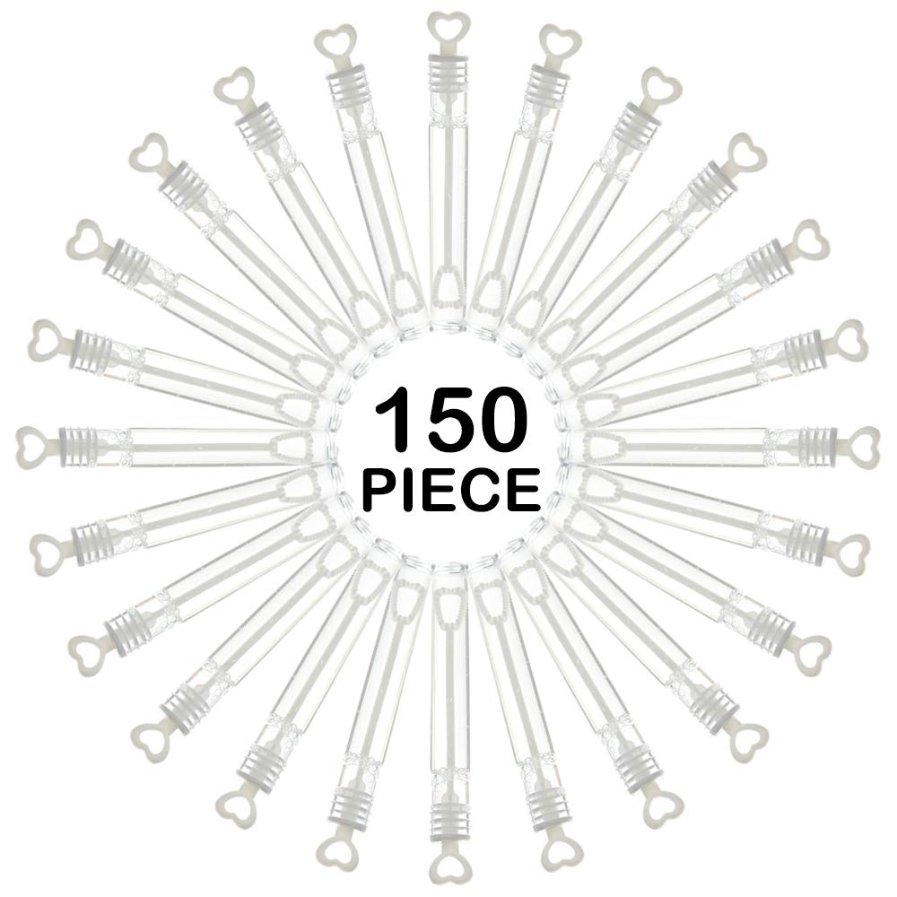 150 Piece Mini White Heart Bubble Wand Party Favors,Perfect for Wedding,Engagement,Anniversary,Valentine's