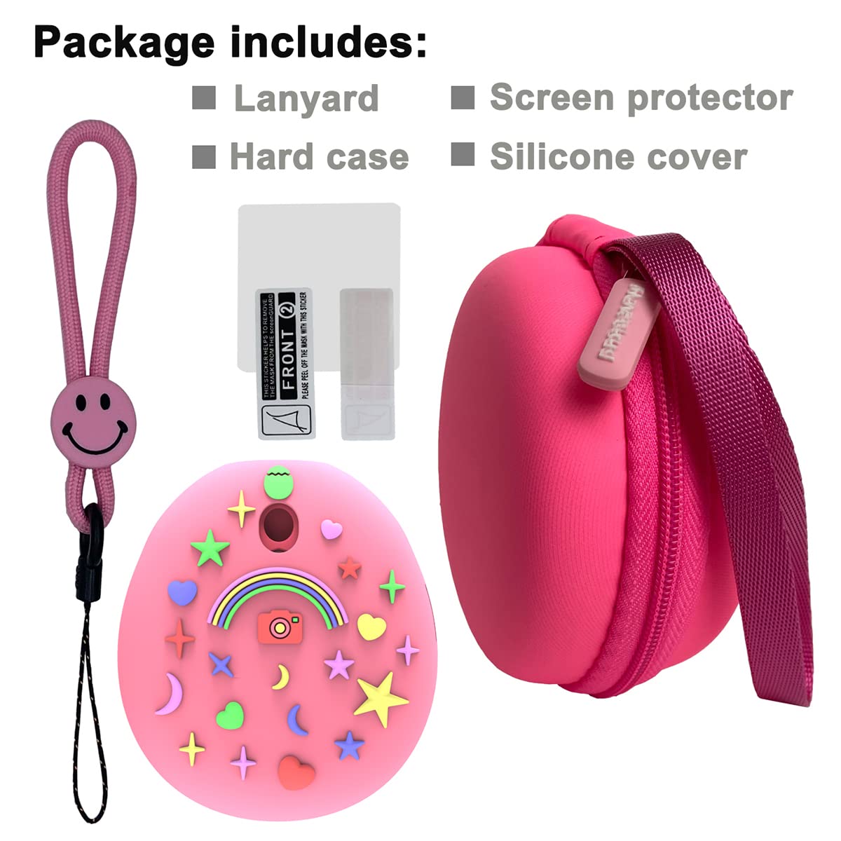 JCHPINE Hard Carrying Case and Silicone Cover Compatible with Tamagotchi Pix Interactive Virtual Pet Game Machine, Screen Film Protector for