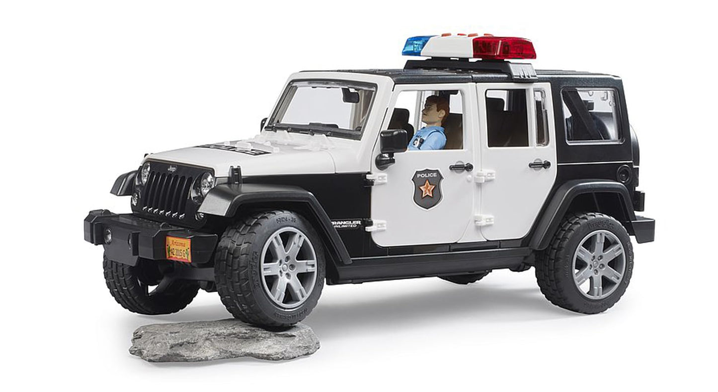 Bruder 02526 Jeep Rubicon Police car with Light skin Policeman, Jeep W/ Light Skin Policeman