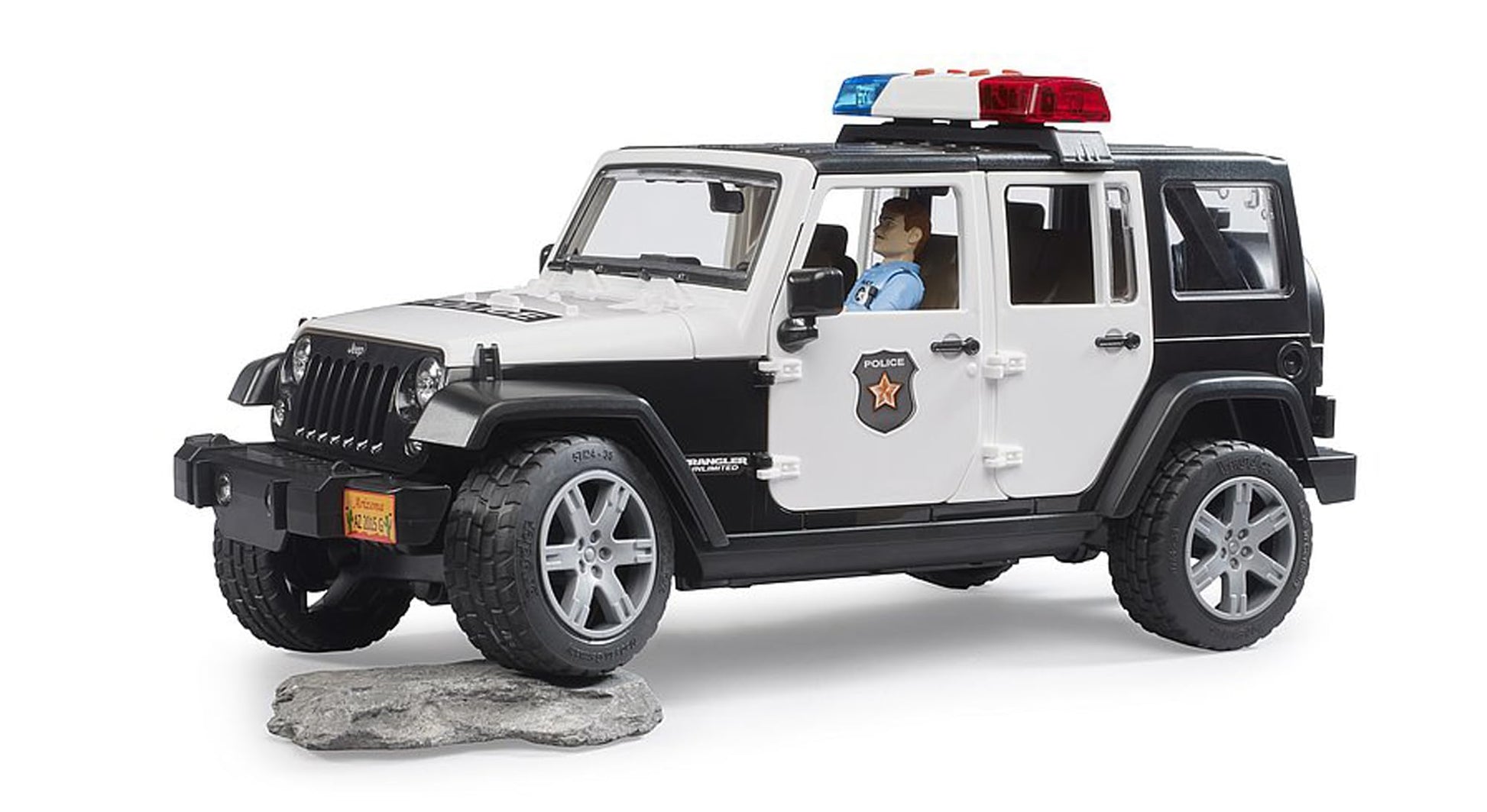 Bruder 02526 Jeep Rubicon Police car with Light skin Policeman, Jeep W/ Light Skin Policeman