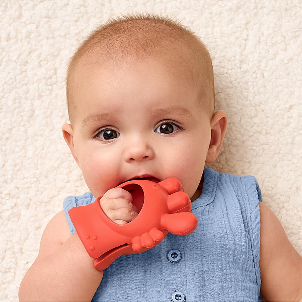 Itzy Ritzy Bitzy Grip Hand Teether - Silicone Teether for Babies - Developmental Teething Toy with Easy-to-Hold Hand Grip, Designed for Babies 3