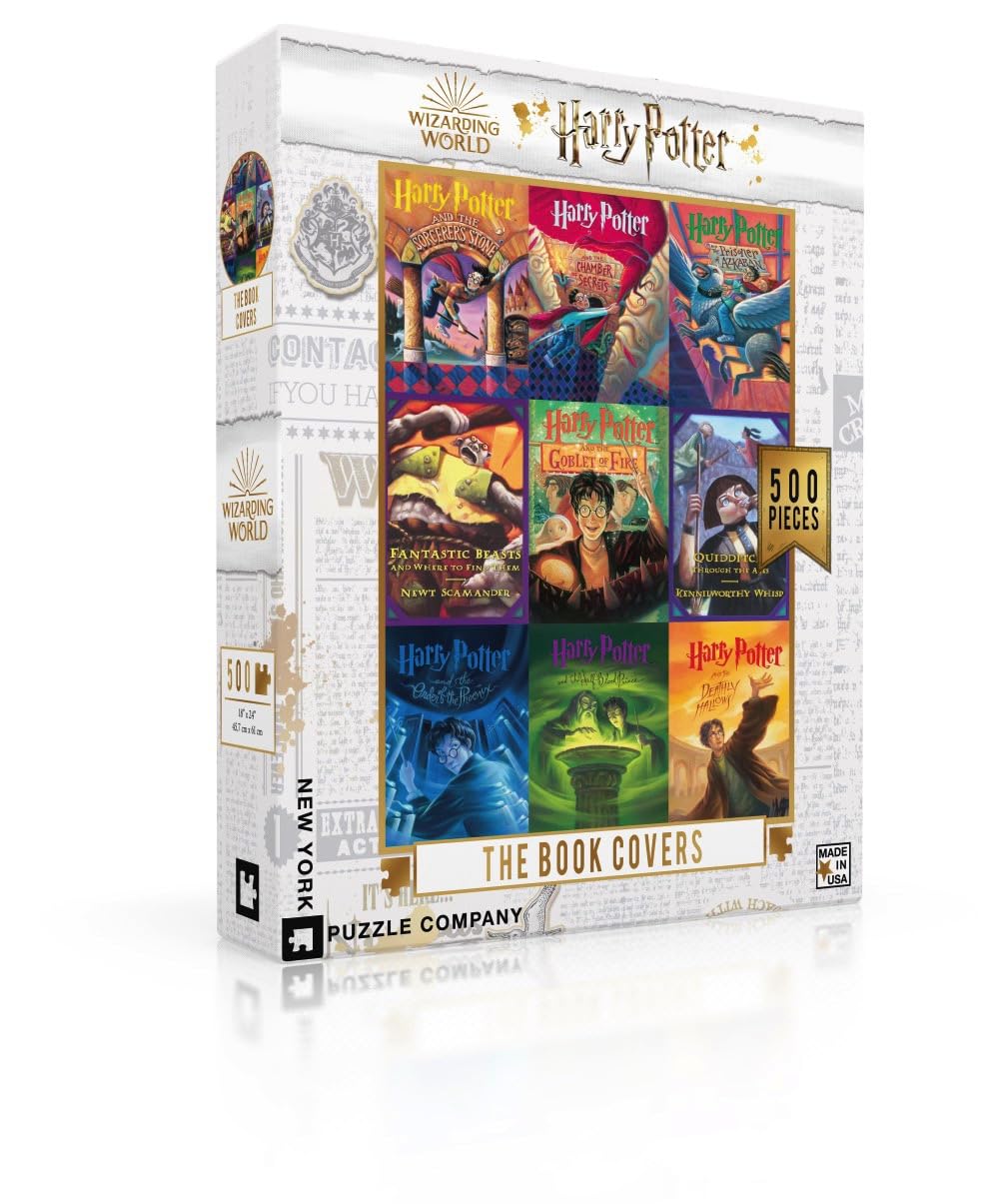 New York Puzzle Company - Harry Potter Book Cover Collage - 500 Piece Jigsaw Puzzle for Family Game Nights by Mary GrandPré