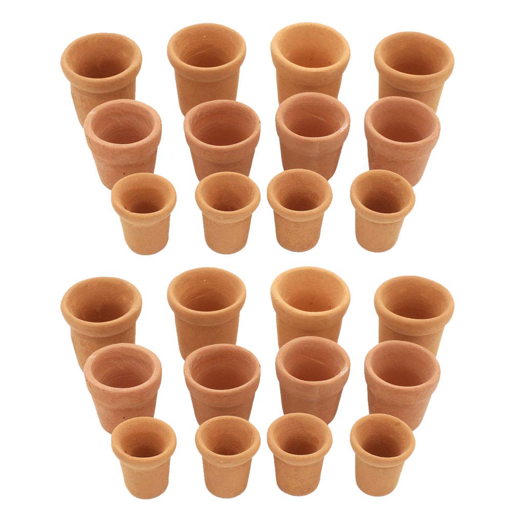 Harilla 24 Pieces 1/12 Dollhouse Miniature Ceramic Flower Pots Flower Pots for