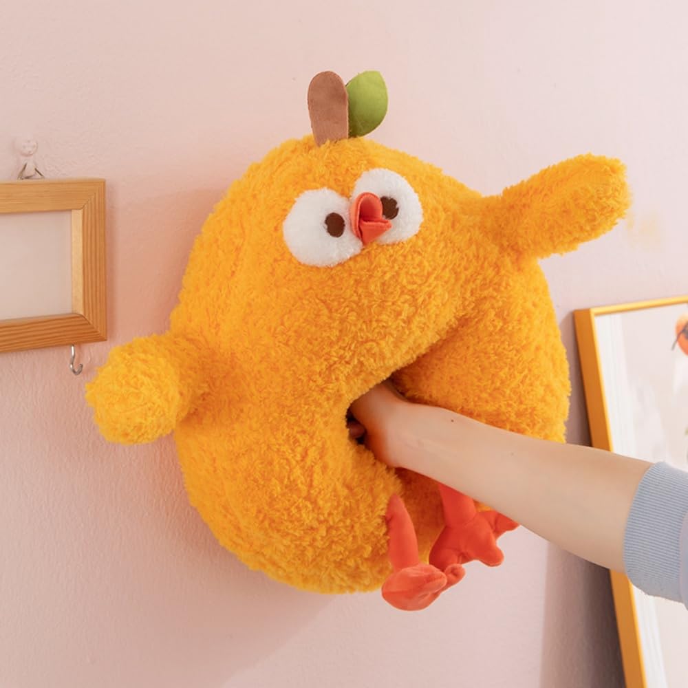TONGMAN Funny Fat Chicken Plush Pillow - Super Soft Mother Hen Doll, Cute Chicken Neck Pillow, Yellow Stuffed Animal Toy for Boys & Girls, Festival