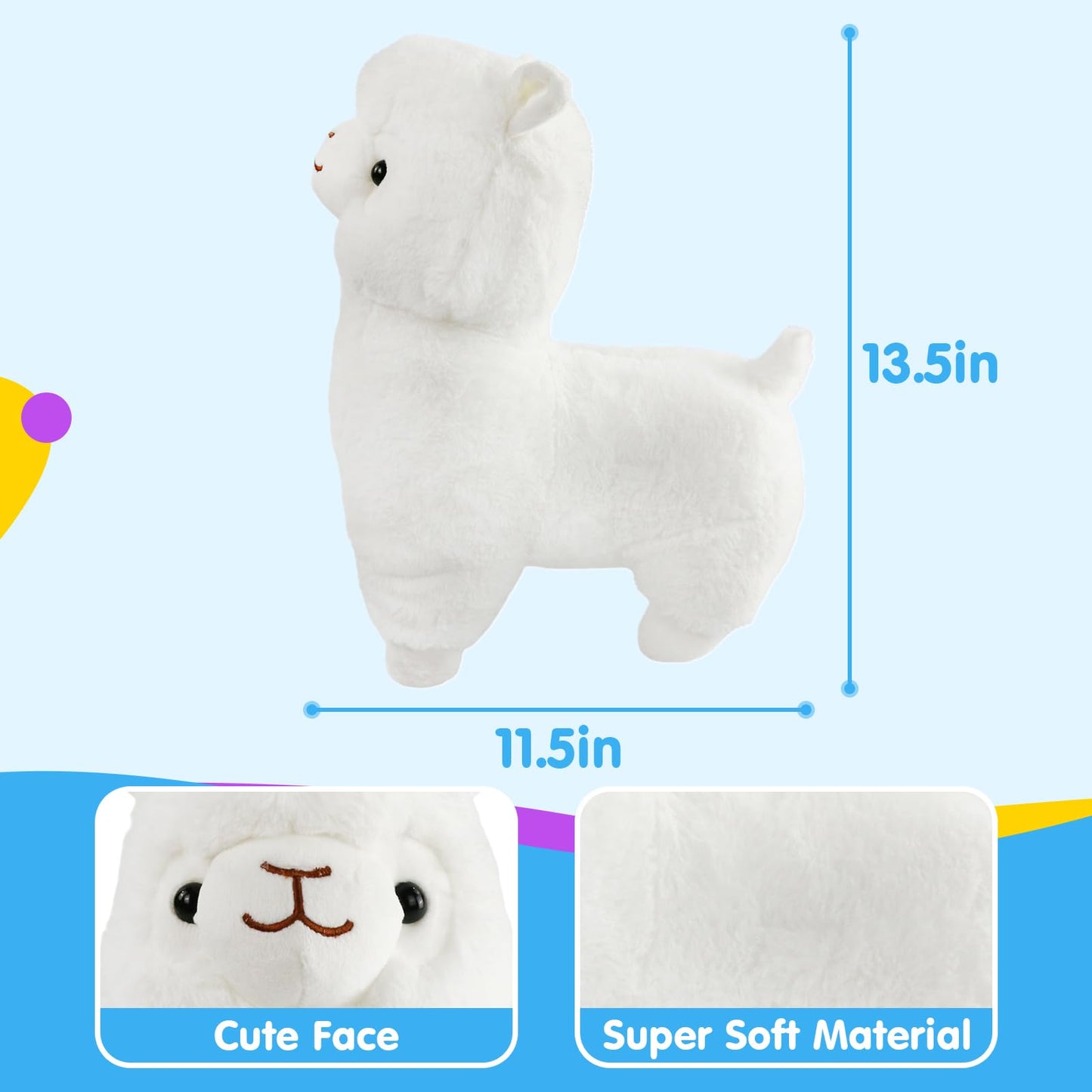 BSTAOFY 13.5'' Light up Alpaca Stuffed Animals LED White Llama Soft Plush Toy with Colorful Night Lights Glow Bedtime Pal Gift for Toddler Kids on