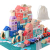 Migargle Wooden Building Blocks Set, 115 Pcs City Construction Stacker Stacking Preschool Learning Educational Toys, Toddler Toys for 3+ Year Old Boy