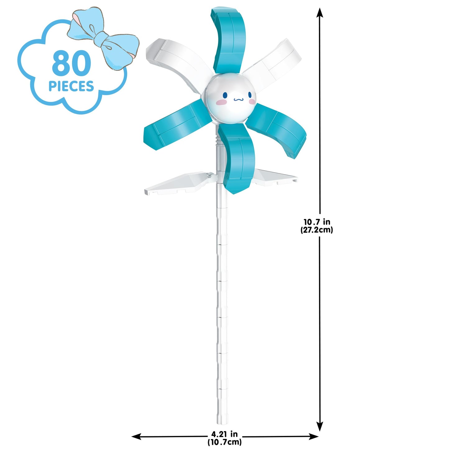 Brickcraft Officially Licensed Sanrio Cinnamoroll Flower with Detailed face and Petals Included 80 Pieces Multicolored Brick Building Set
