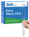 Dealusy 360 Count Extra Heavy Duty Clear Plastic Knives Disposable, BPA-Free, Heat Resistant, Solid and Durable Disposable Knives Bulk, Premium