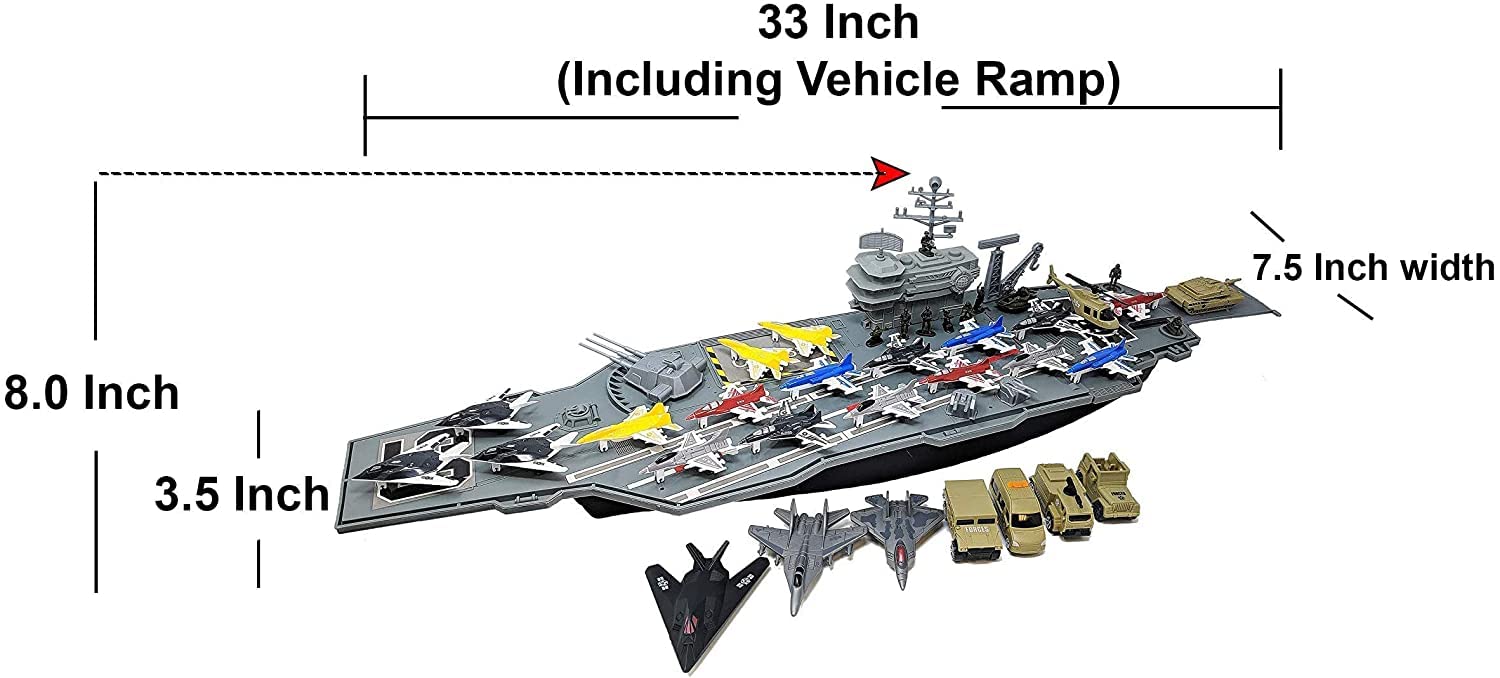 Aircraft Carrier Toy Army Men with Cargo Plane Warplanes