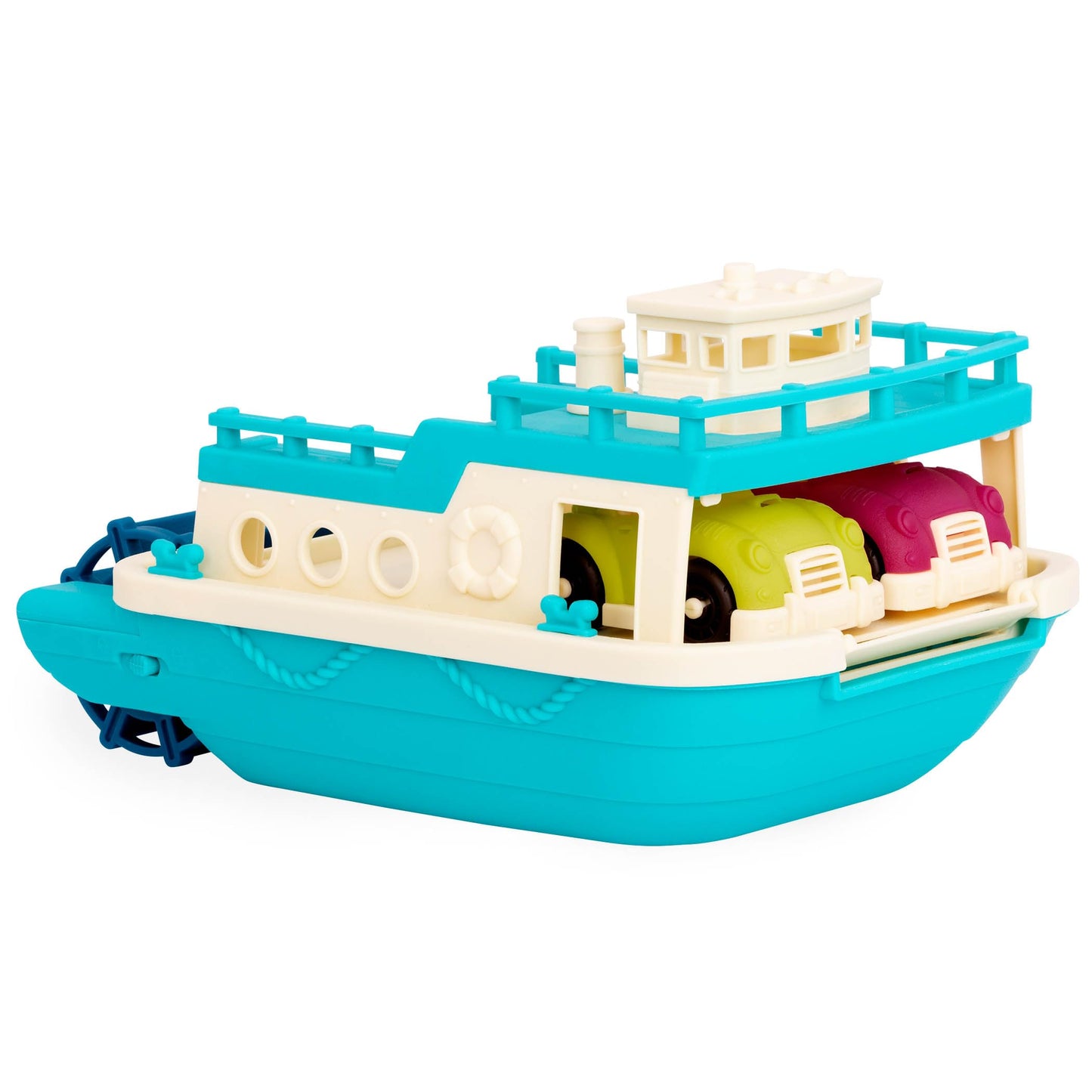 B. toys Toy Ferry Boat, Happy Cruisers with 2 Mini Cars, Bath Toy Set
