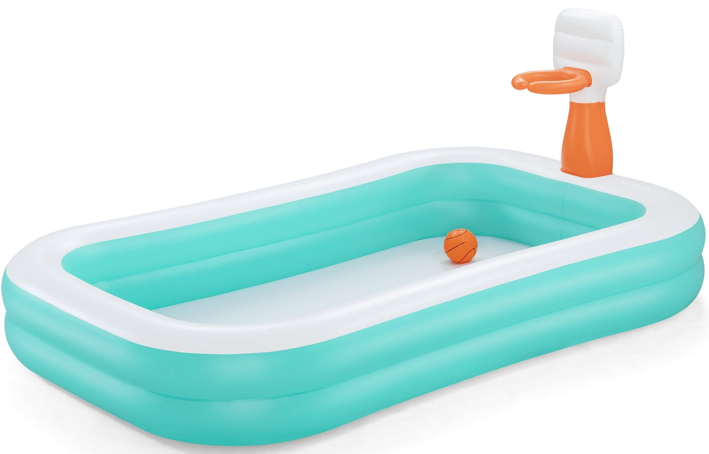 H2OGO! Inflatable Family Kiddie Pool, Dunk'n Splash 8'3" x 66" x 40" Outdoor Inflatable Swimming Pool with Basketball Hoop for Kids