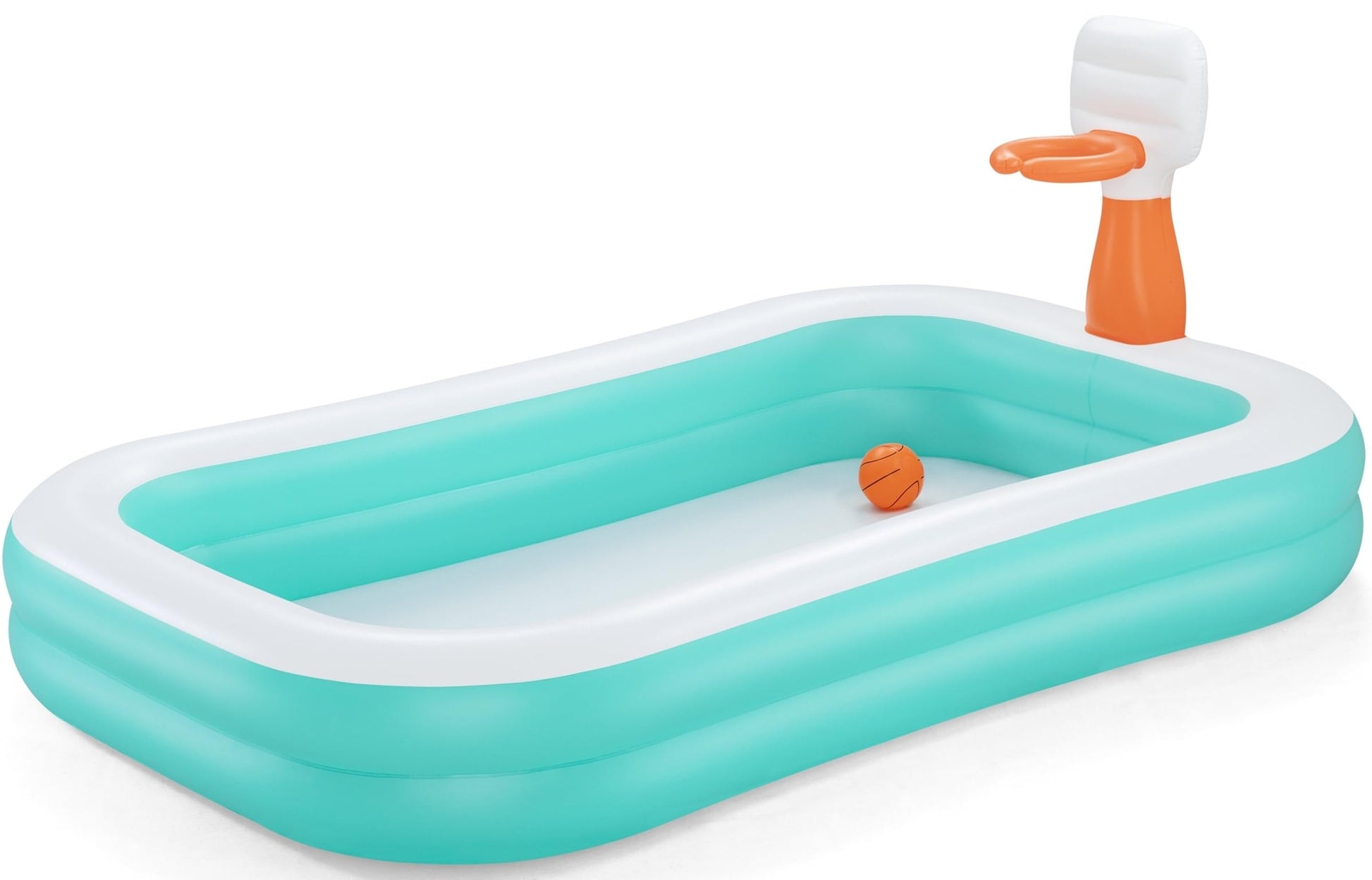H2OGO! Inflatable Family Kiddie Pool, Dunk'n Splash 8'3" x 66" x 40" Outdoor Inflatable Swimming Pool with Basketball Hoop for Kids